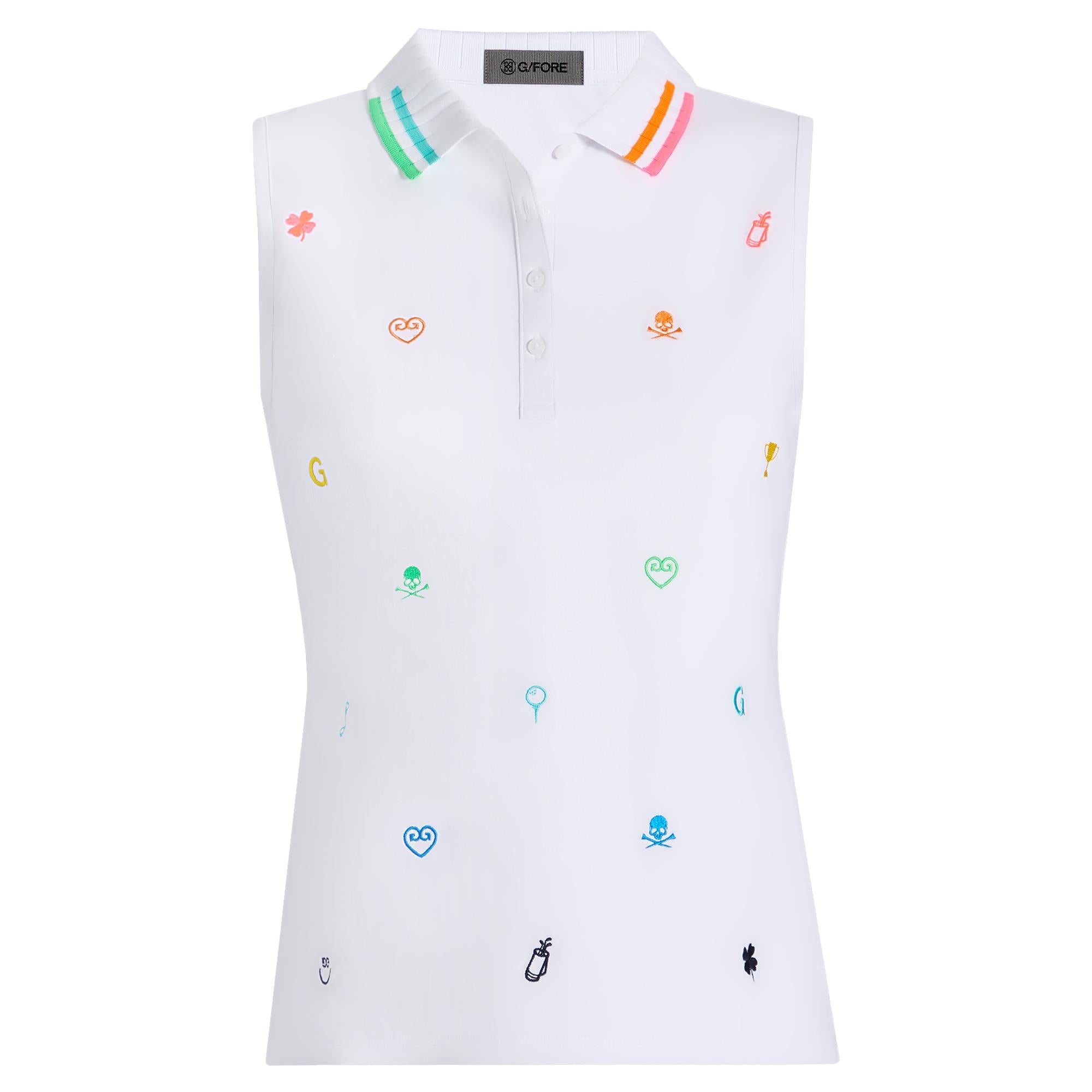 G/FORE Embroidered Ladies Sleeveless Golf Polo Shirt Snow